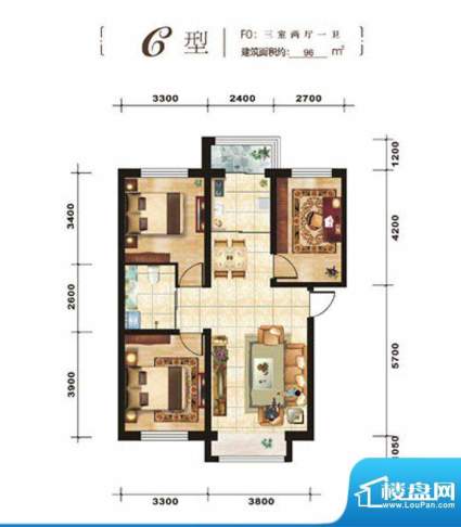 青石花语C、96平方米面积:96.00平米