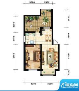 青石花语1号楼G户型面积:56.00平米