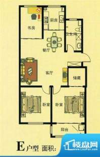 丽都华府户型图 4室面积:114.65m平米