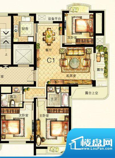 米兰公寓C1户型 3室面积:126.00m平米
