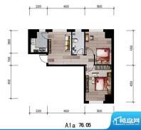 中安美寓小高层A1a户面积:76.05平米