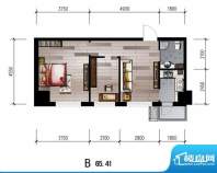 中安美寓小高层B户型面积:65.41平米