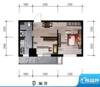 中安美寓小高层D户型面积:56.72平米
