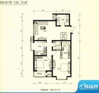 力天凤凰城K3-3户型面积:126.31m平米