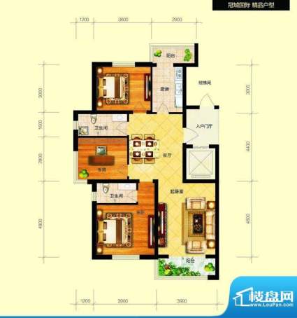 冠城国际7号楼h户型面积:116.83平米