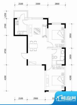 城建世纪佳园C户型图面积:75.21平米