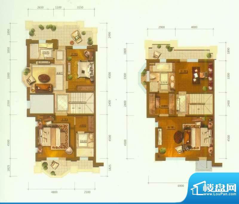 华瀚净月公馆联排B1面积:260.00平米