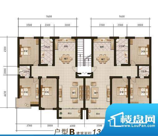 倪氏海泰庄园户型图面积:130.00m平米