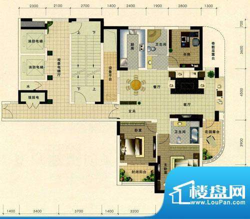 金色水岸3号楼标准层面积:138.00m平米