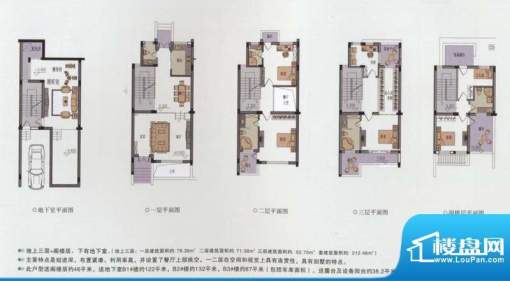 一江两岸B1-2 5室2厅面积:212.46m平米