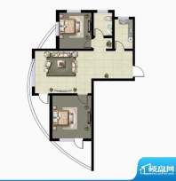 蔚蓝水岸户型图 2室面积:89.53m平米