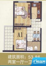 金安公寓一期标准层面积:53.86m平米