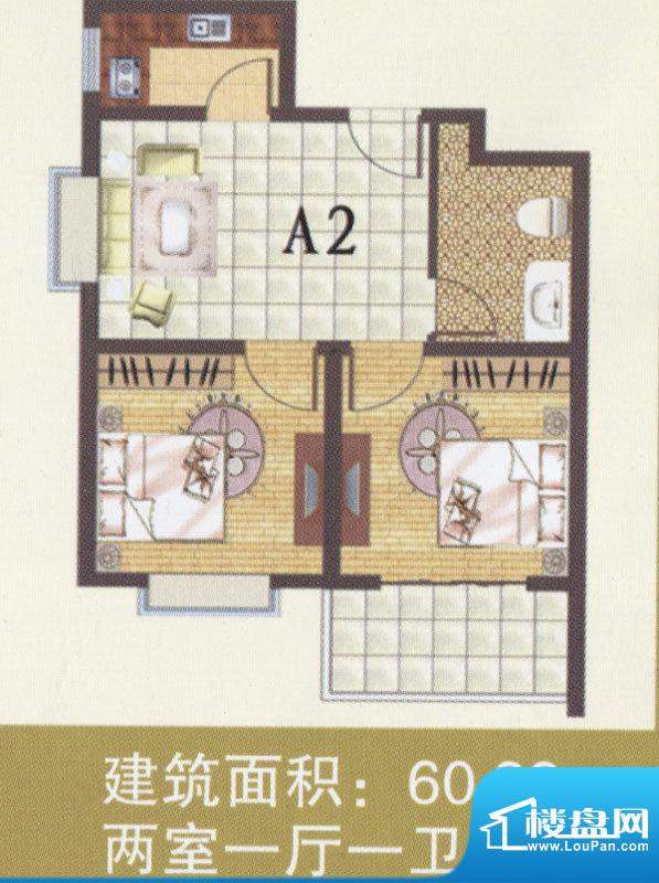 金安公寓一期标准层面积:60.88m平米