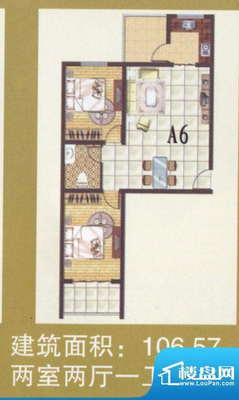 金安公寓一期标准层面积:106.57m平米