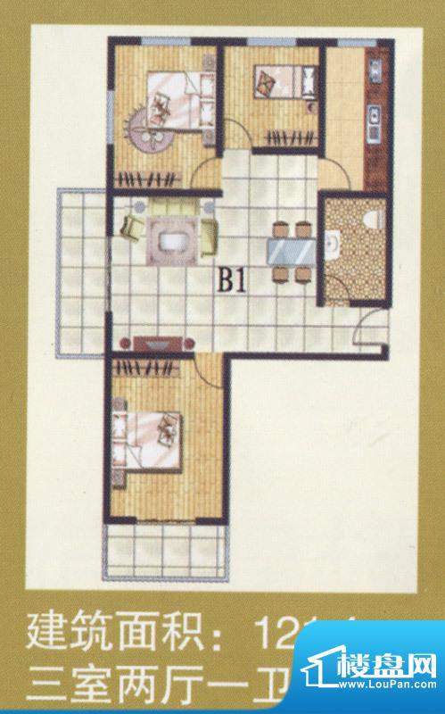金安公寓一期标准层面积:121.40m平米