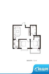 邑城家苑标准层B户型面积:72.98m平米