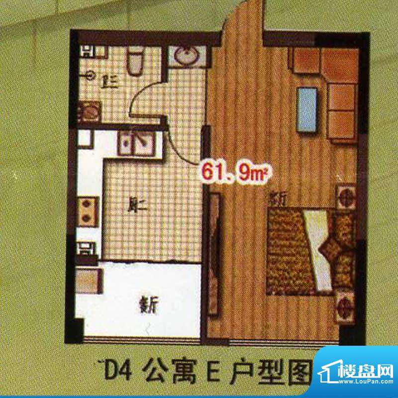 龙港外滩一期D4公寓面积:61.90m平米