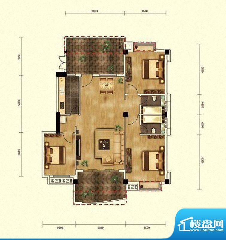 湖景帝苑1#楼A1单元面积:132.57m平米