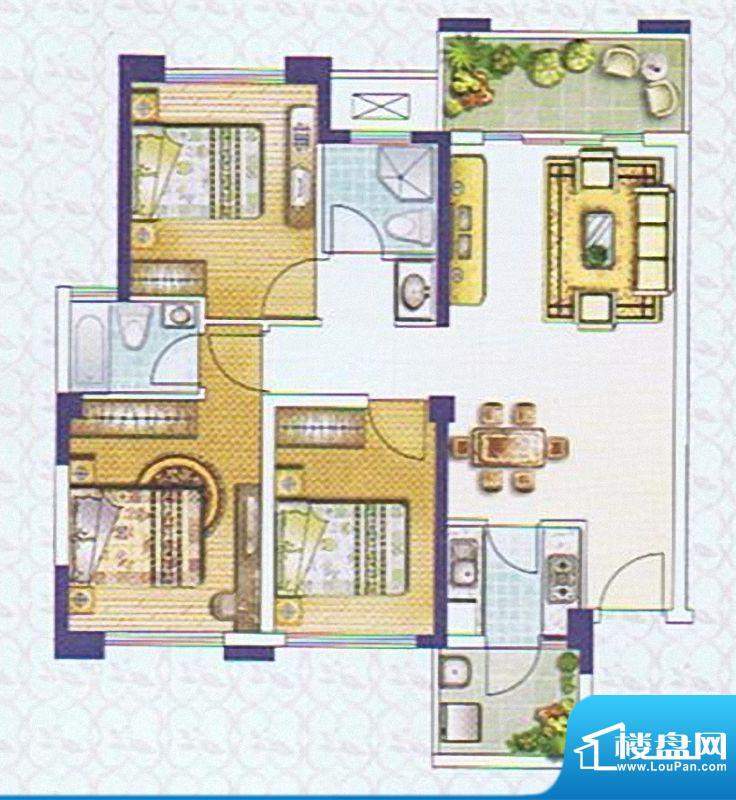 力标吉源雅苑B户型 面积:84.00m平米