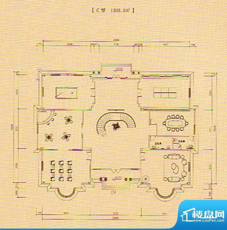 宏益江山丽园C户型图面积:1308.60m平米