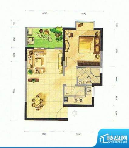 隆盛福隆花园B4户型面积:49.38m平米