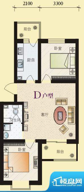 东华温馨家园D户型 面积:83.34平米