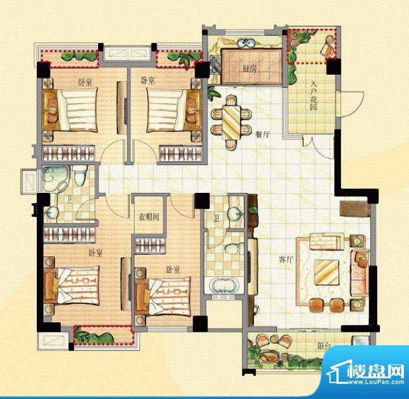 翔豪新城2#、4#2-17面积:138.00m平米