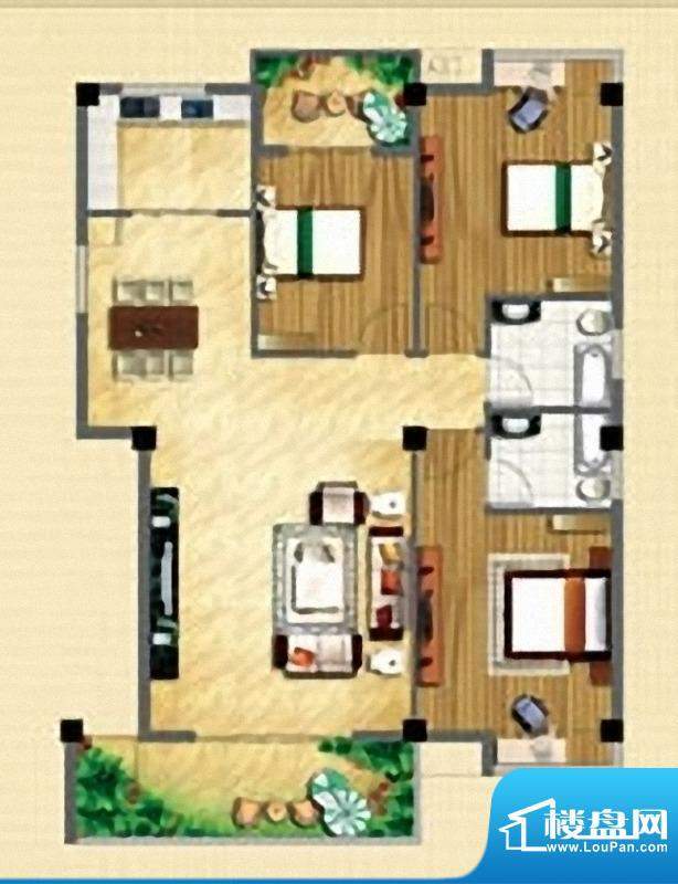 锦绣山庄户型图 3室面积:130.00m平米