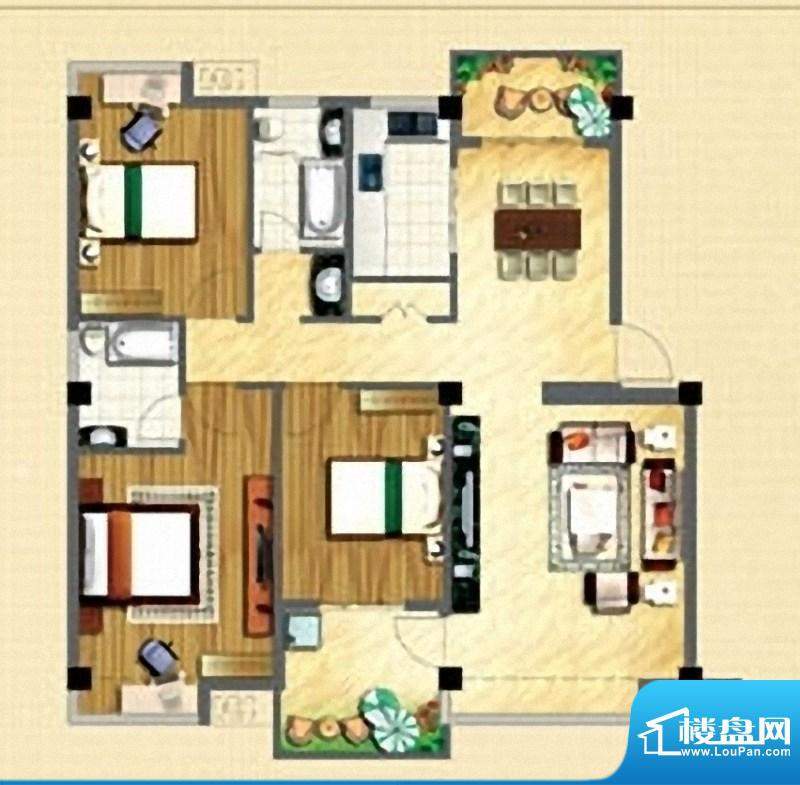 锦绣山庄户型图 3室面积:130.00m平米