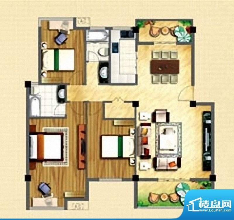 锦绣山庄户型图 3室面积:130.00m平米