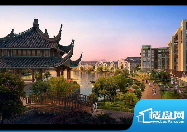 中国茶市三期·潜溪老街沿江透视图