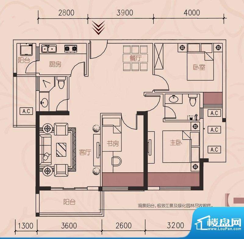 辉映江山1#06单元户面积:99.65m平米