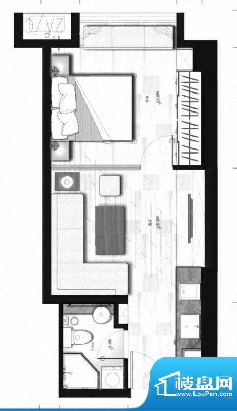 理想MOMA户型图 1室面积:47.68m平米