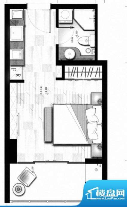 理想MOMA户型图 1室面积:39.00m平米