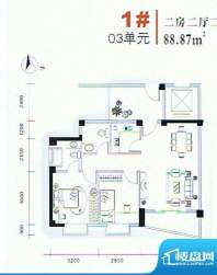 东方伟业城市广场1#面积:88.87m平米