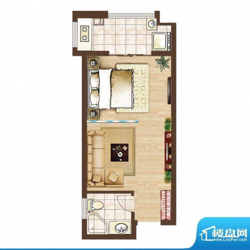 煌泰城单身公寓户型面积:36.00m平米