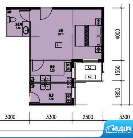 1室1厅1卫  43.02㎡