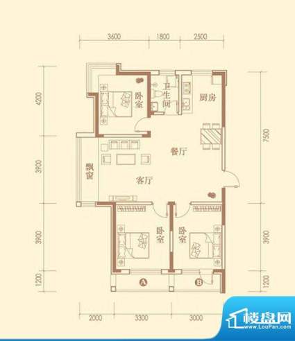 香水湾3号楼E户型图面积:95.20平米