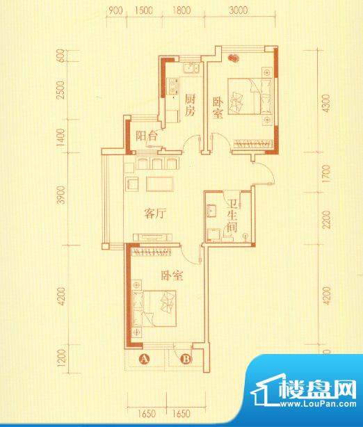香水湾2号楼B1户型图面积:73.54平米