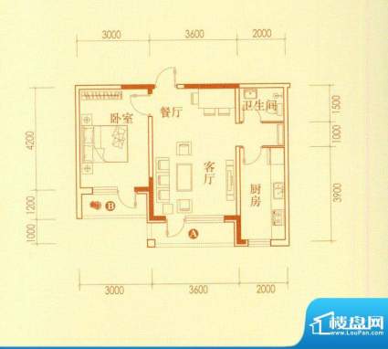 香水湾2号楼A户型图面积:59.27平米