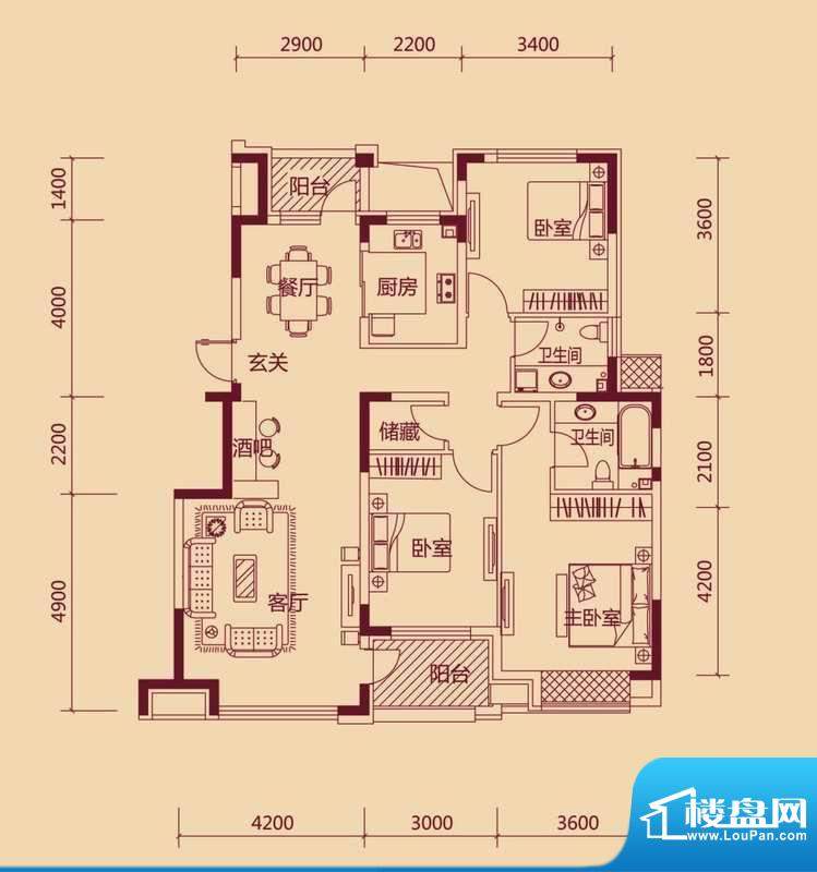 中信城枫丹白露16#楼面积:129.77平米