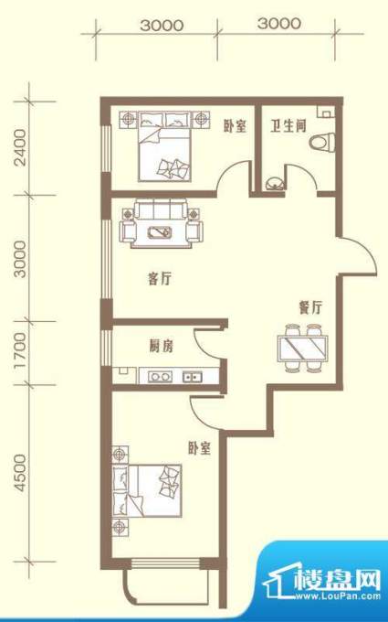 嘉柏湾e2户型图 2室面积:77.08平米