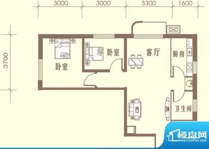 嘉柏湾e1户型图 2室面积:70.59平米