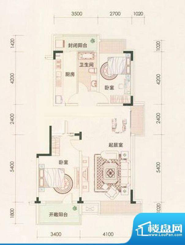 保利百合香湾一期J户面积:100.00平米