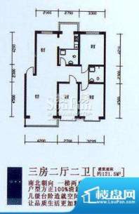 美韵星海C户型图 3室面积:121.50平米