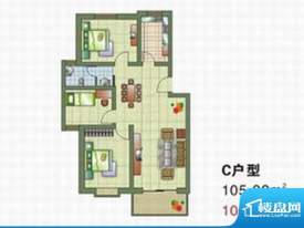 锦绣中华标准层C户型面积:105.92m平米