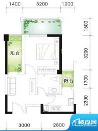 兰庭华府标准层B户型面积:96.00m平米