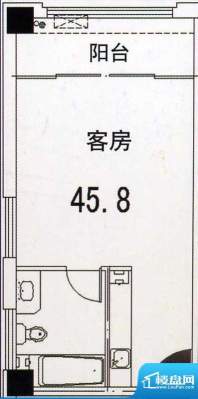 海裕城户型图 1室1厅面积:45.80m平米