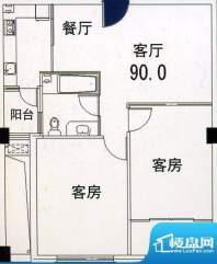 海裕城户型图 2室2厅面积:90.00m平米