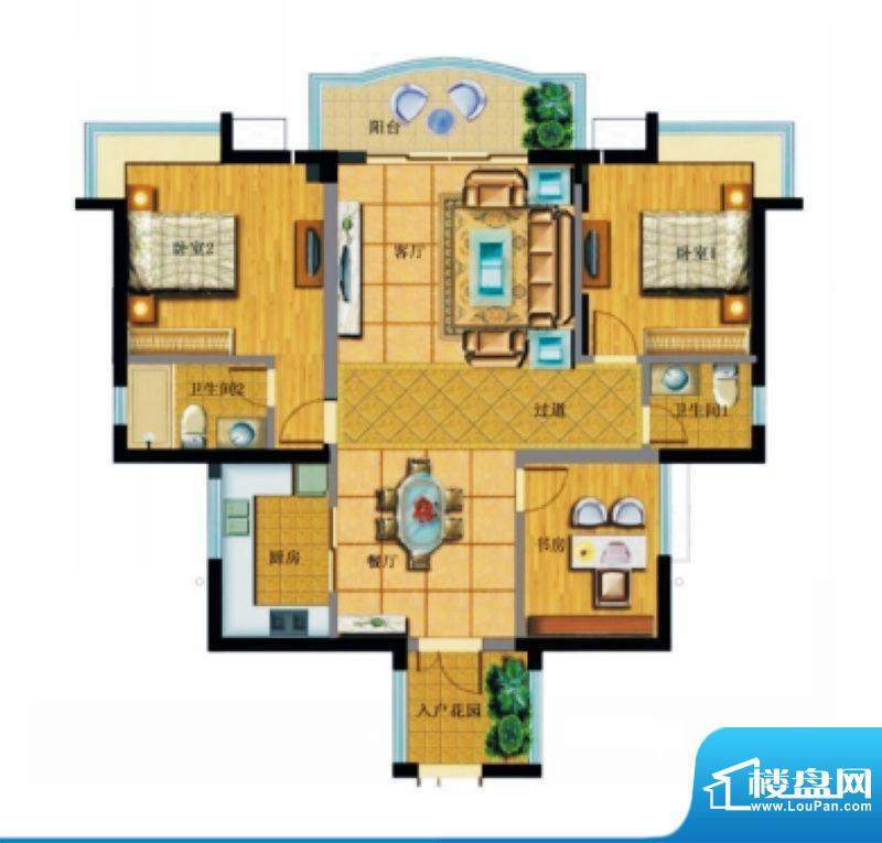 达嘉金色海湾A1洋房面积:129.55平米